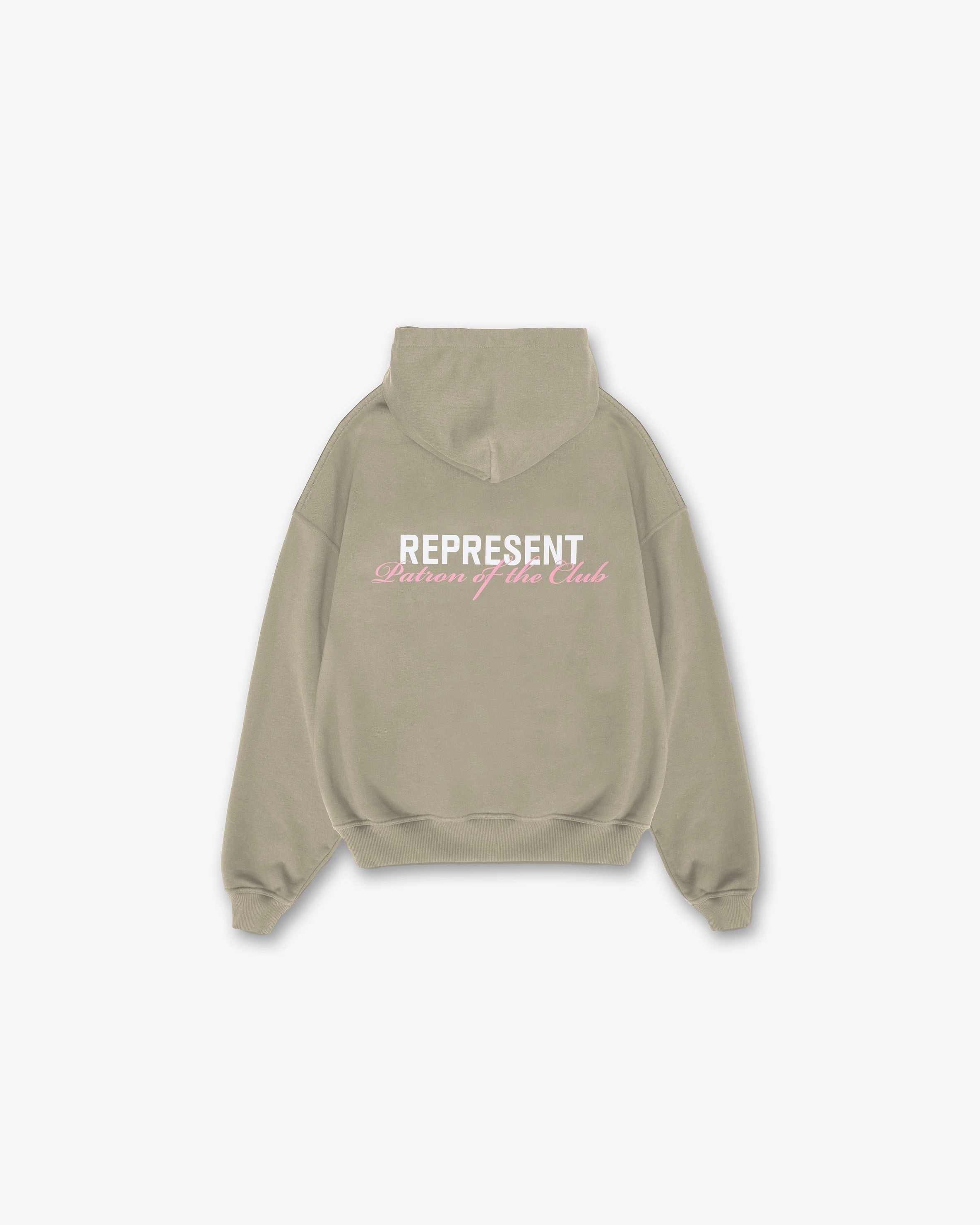 Patron Of The Club Hoodie - Khaki Pink Durable Reinforced Hood Premium Cotton Blend