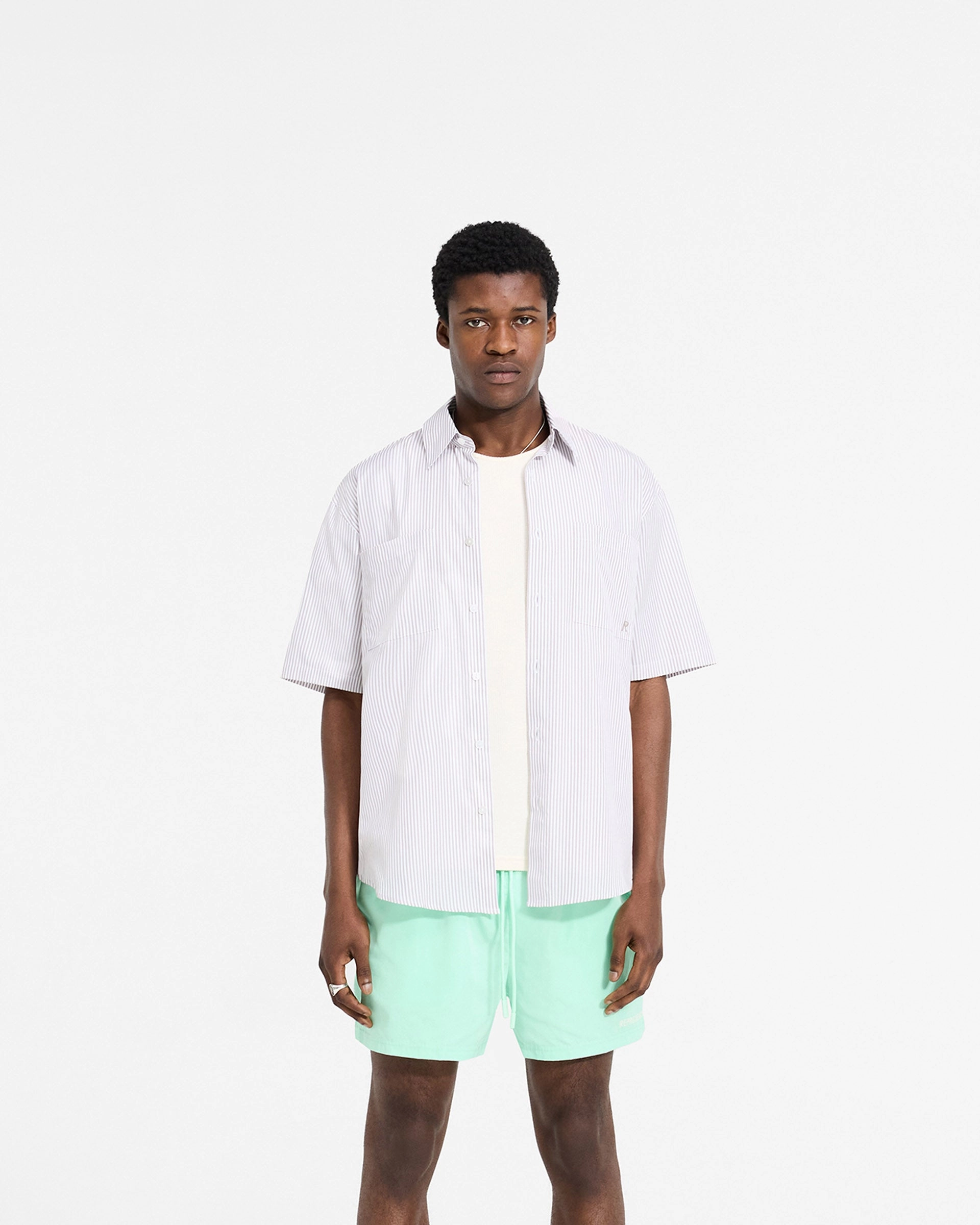 Active Design Short Sleeve Pinstripe Shirt - Grey