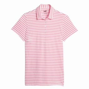 heavy duty fabric Mesh Lining Puma - Women's MATTR Somer Stripe Short Sleeve Golf Polo (621880 04)