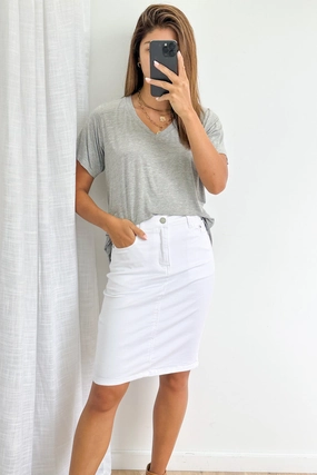 Dynamic Motion Sustainable Material Blend Sia Denim Skirt - White