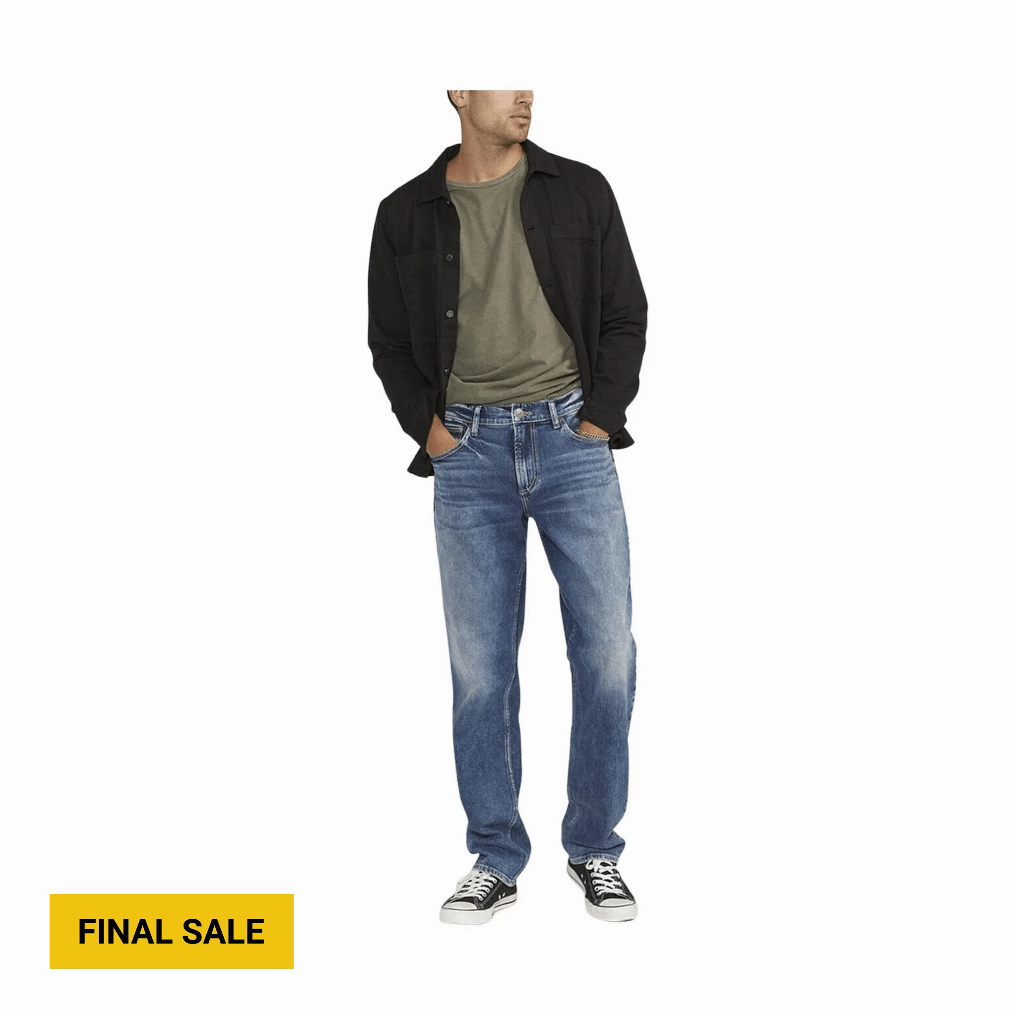 City Walk Casual Friday Weekend Warrior Elegant Silver Jeans Men's Eddie Athletic Fit Tapered Leg Jeans - Indigo