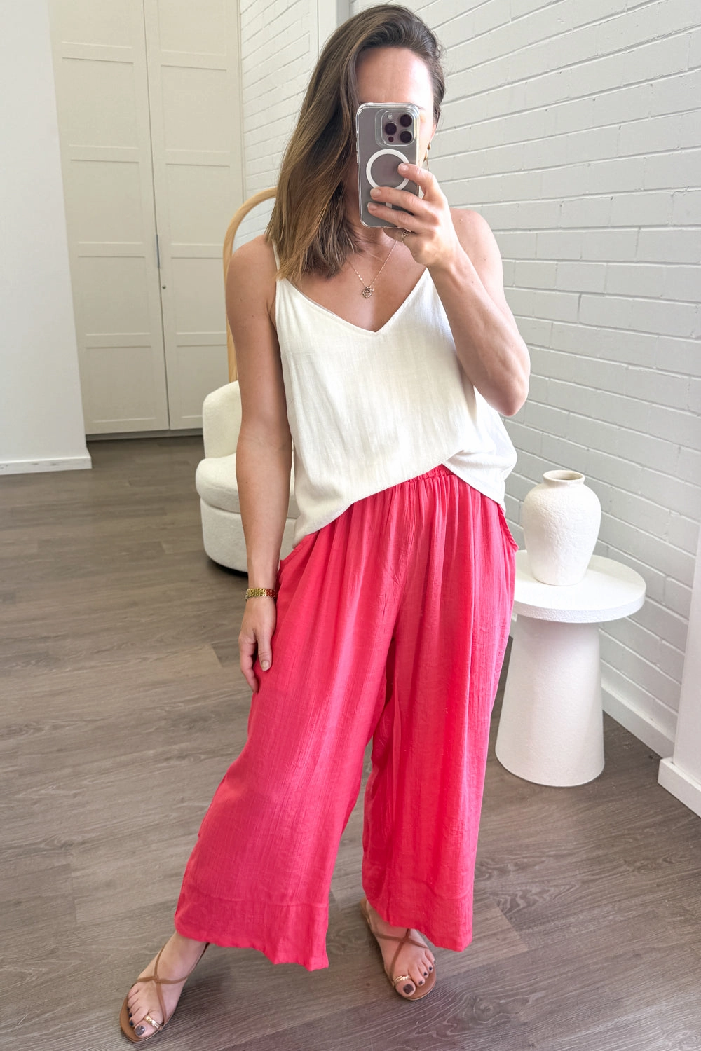 Rayon drape Tibet Pants Petite - Watermelon