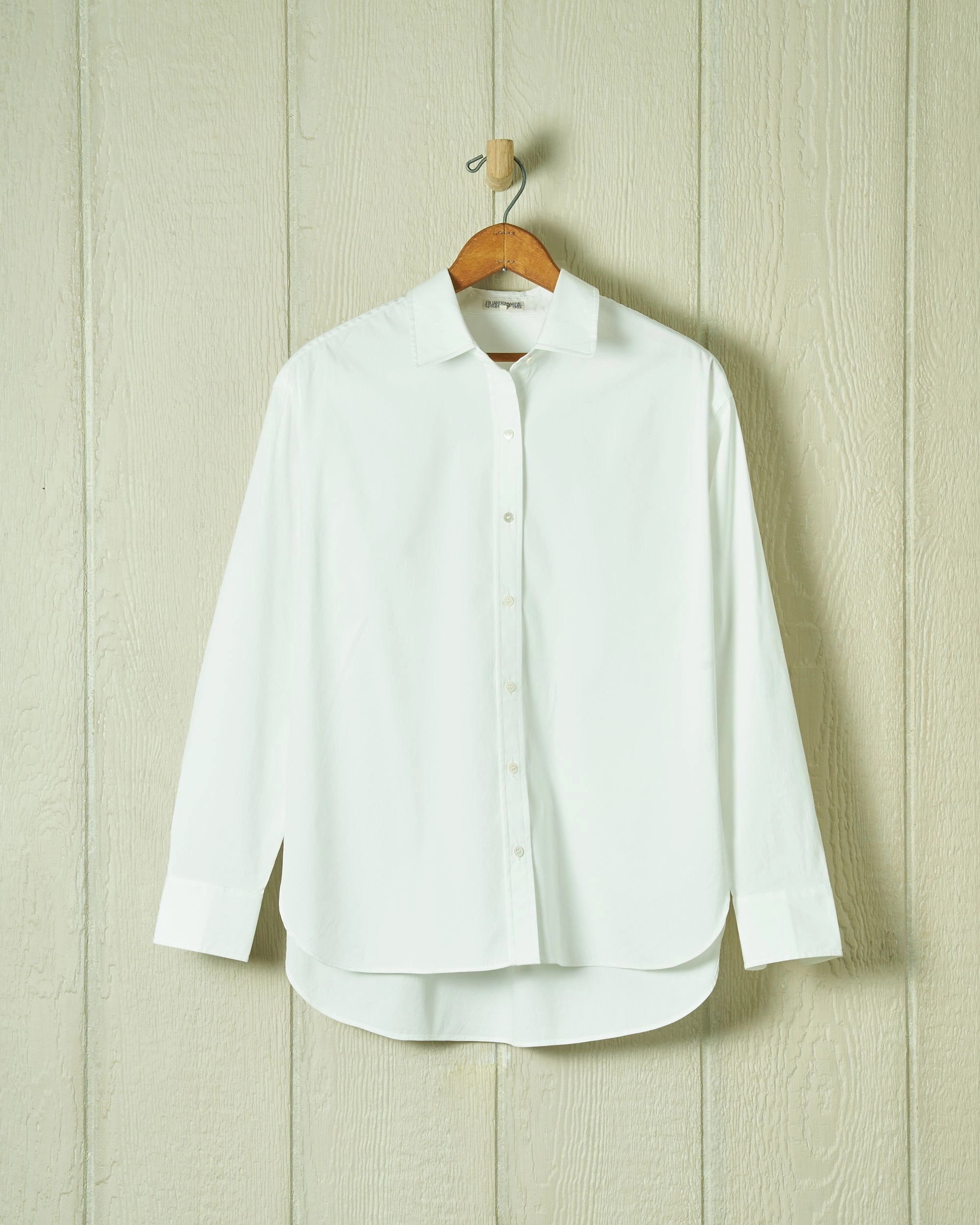 Lightweight Jacket Women's Point Collar Blouse in White Cotton Tencel