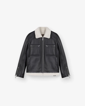 Reversible Shearling Jacket - Black Windbreaker Style