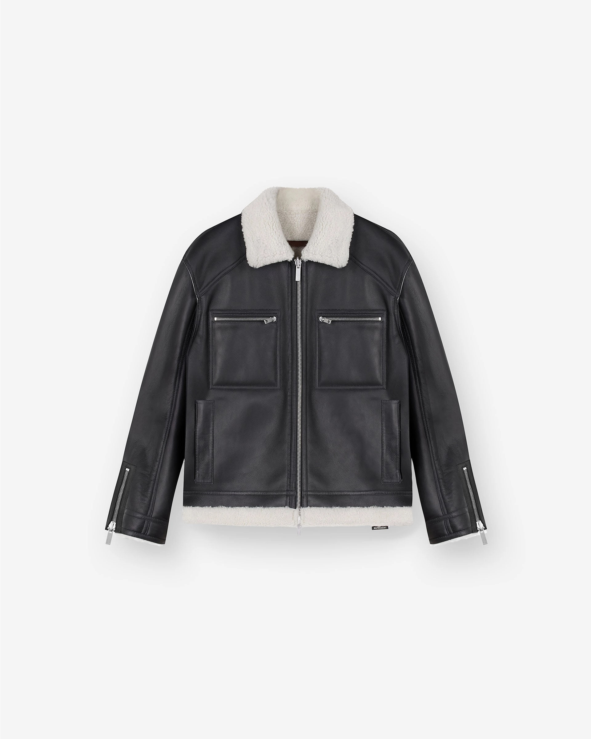 Reversible Shearling Jacket - Black Windbreaker Style