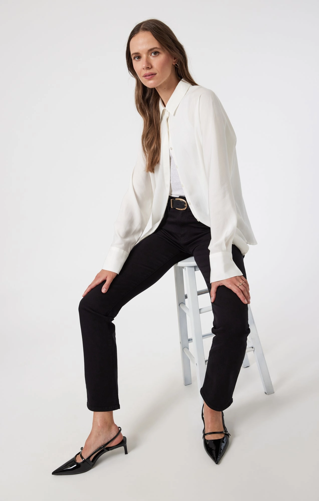 Home Comfort Bold Look Sunny Vibes Work Meeting Beach Day KENDRA STRAIGHT LEG IN BLACK FEATHER BLUE