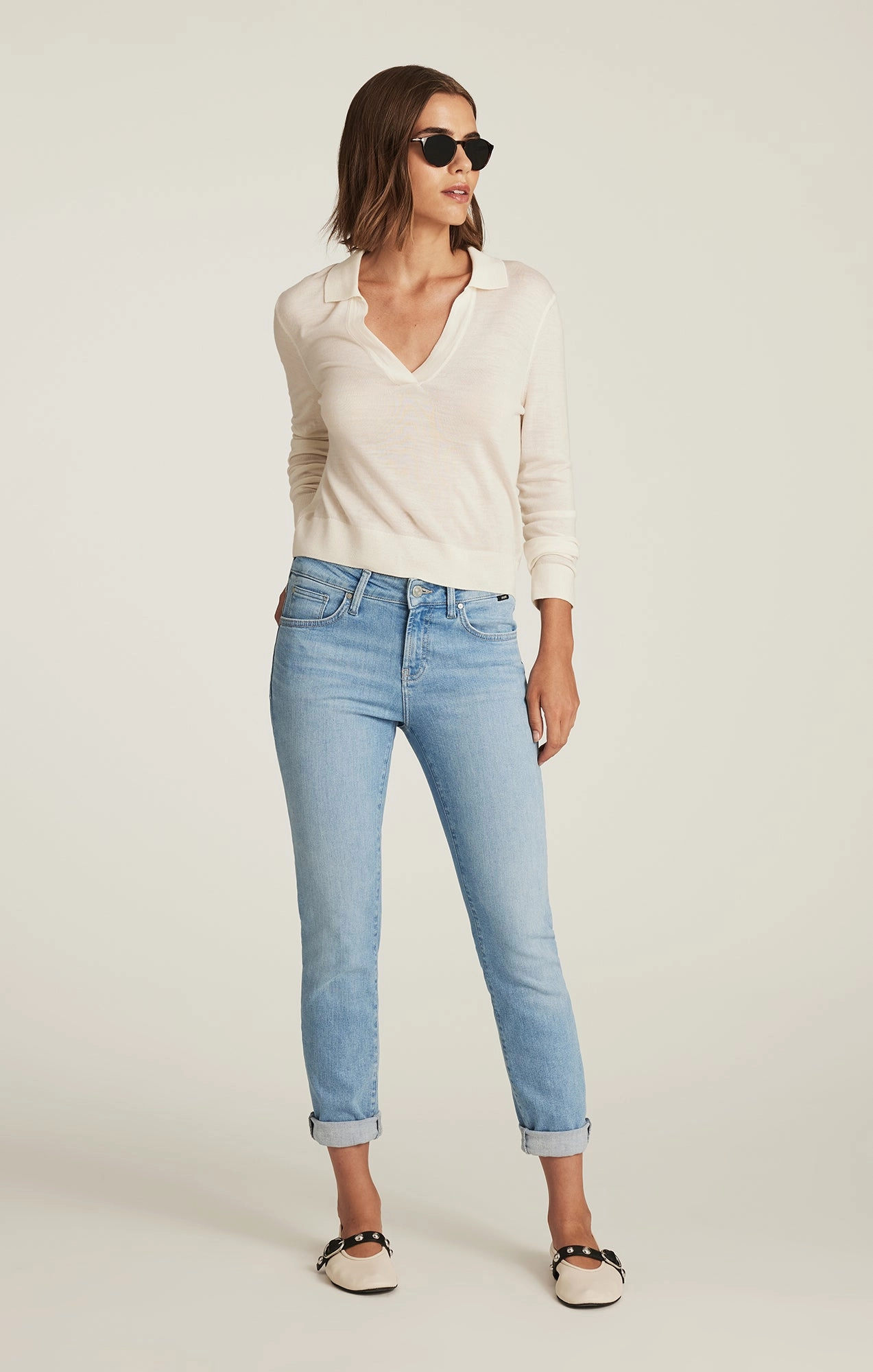 EMMA SLIM BOYFRIEND IN LIGHT BRUSHED FLEX BLUE All Occasion