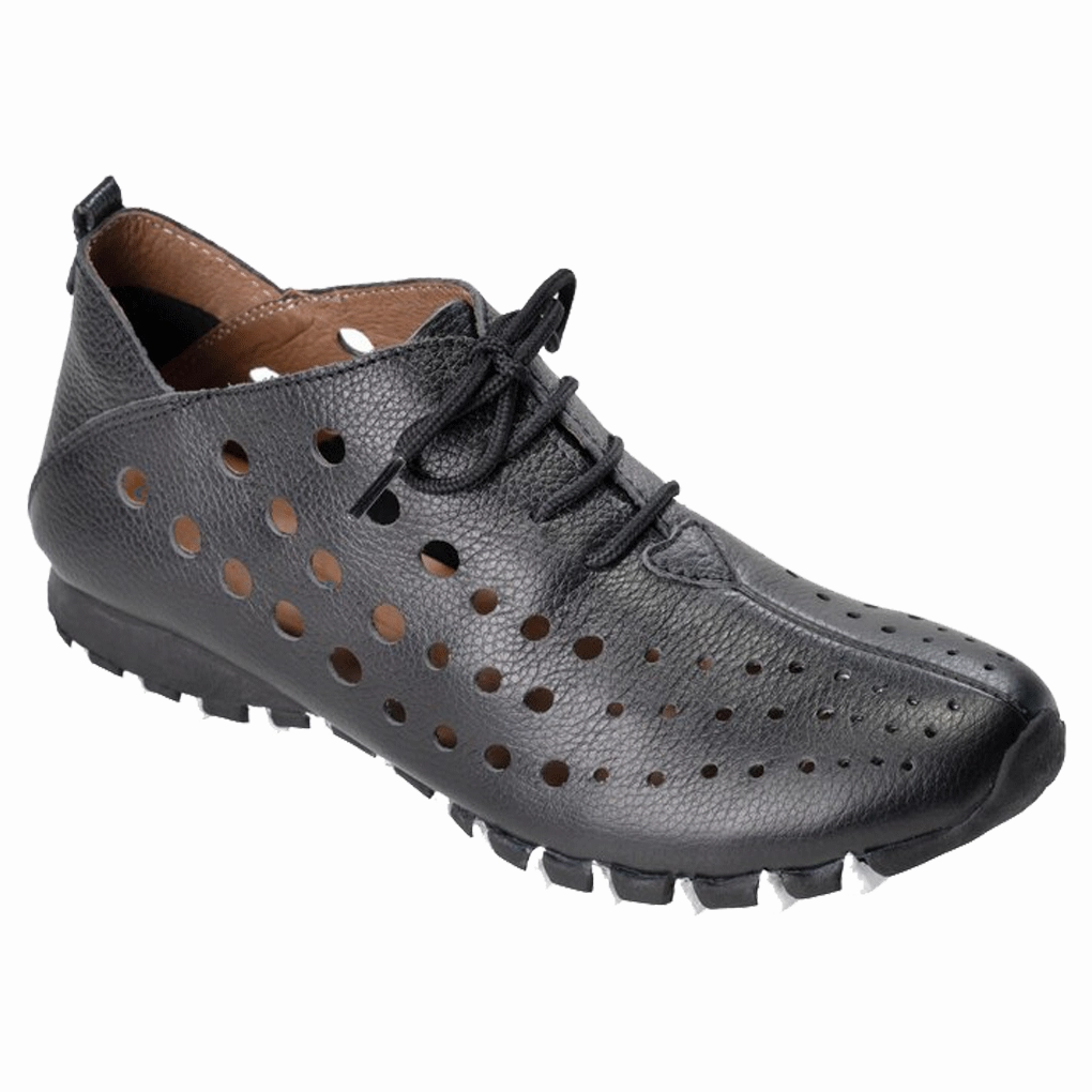 Litfoot Women's Oxford LF9010 Black Leather Breathable Vamp Lockdown fit