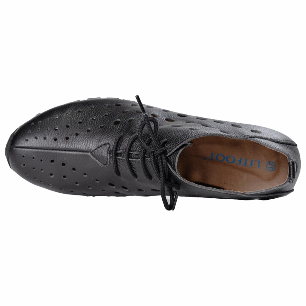 Litfoot Women's Oxford LF9010 Black Leather Step Boost Designer comfort