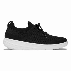 FitFlop Women's Super Q Knit Sneaker Black/White Breath Comfort Gym Approved