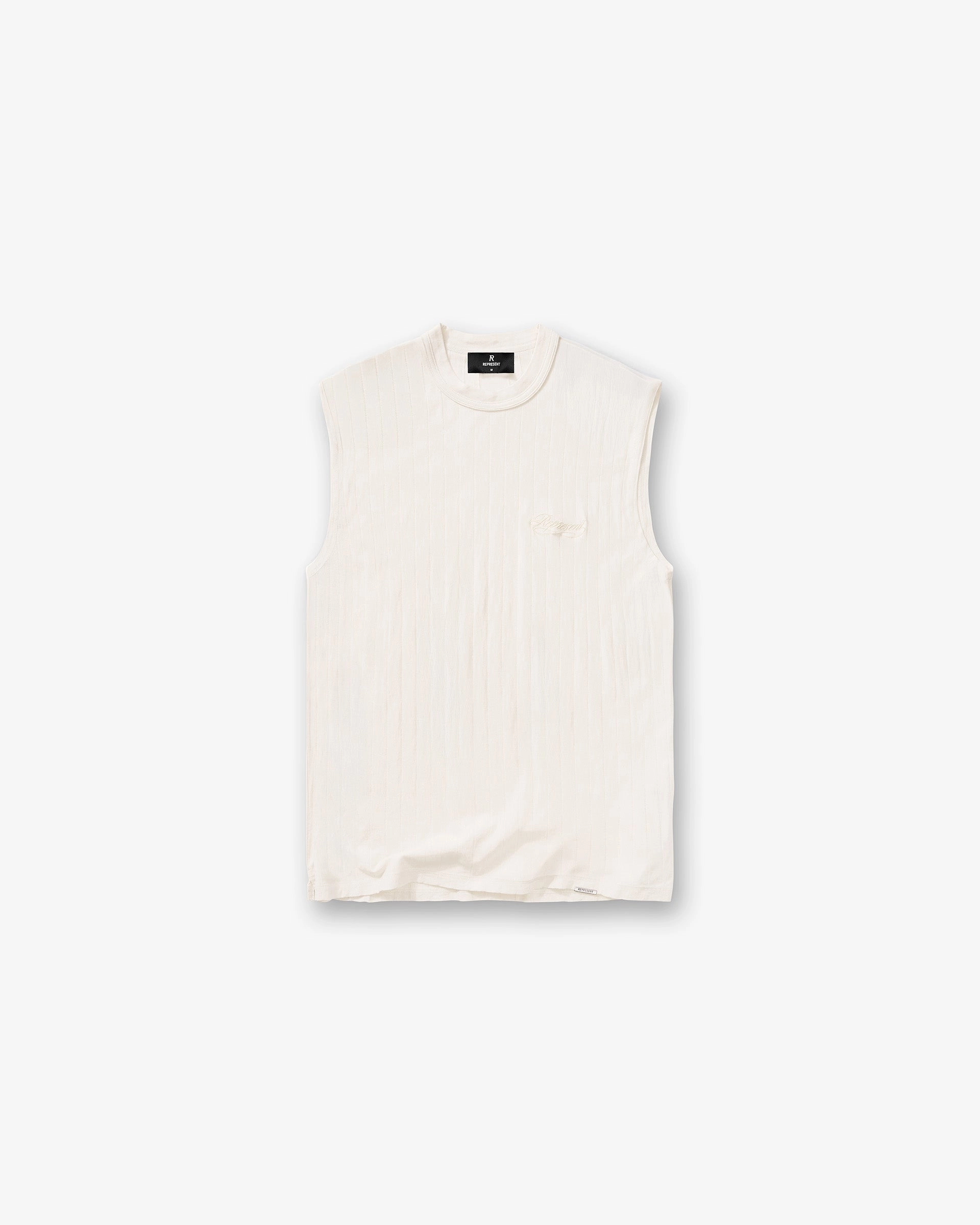 Chilly Day Comfort Slub Script Tank - Aged White