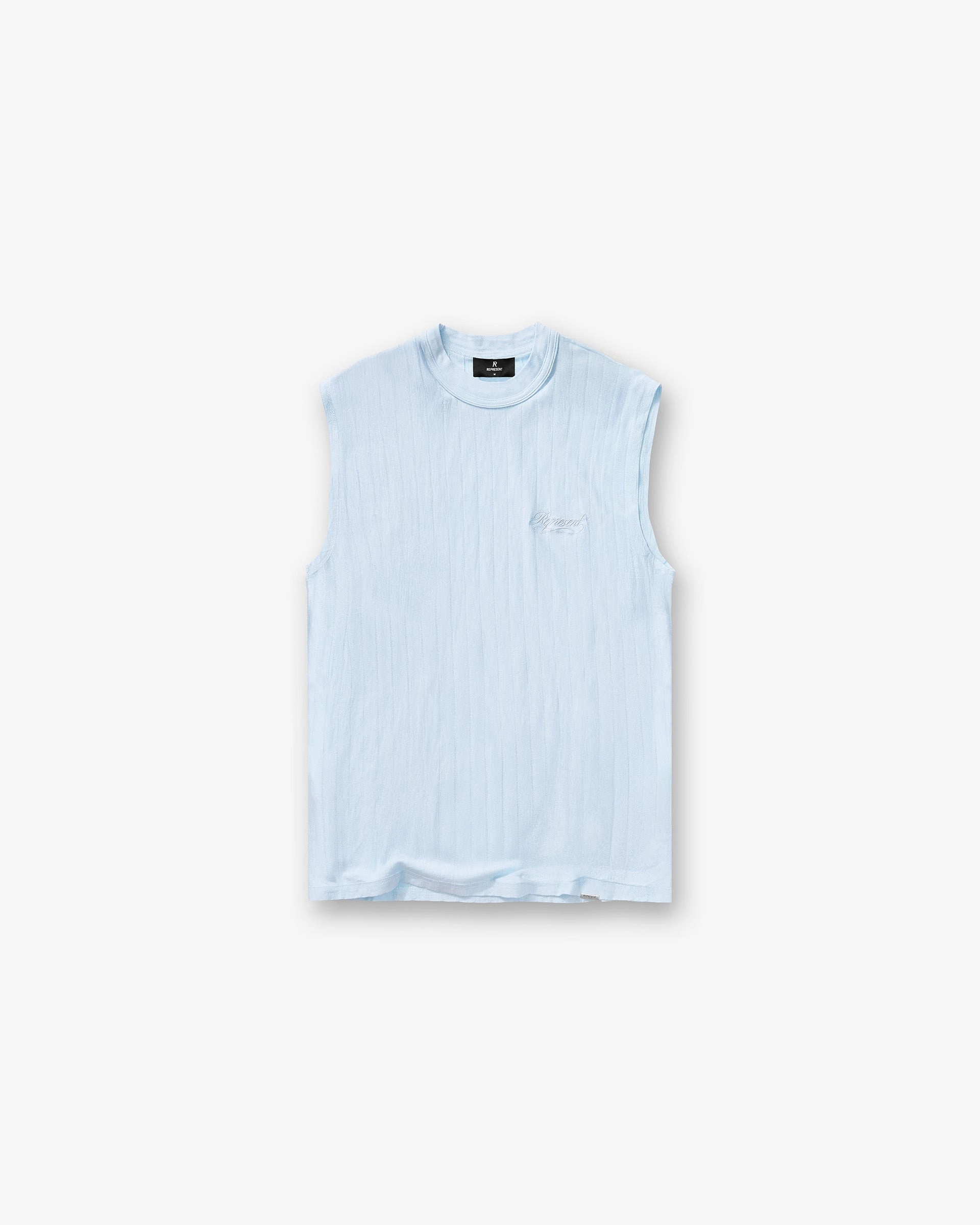 Slub Script Tank - Ice Blue Modern Twist