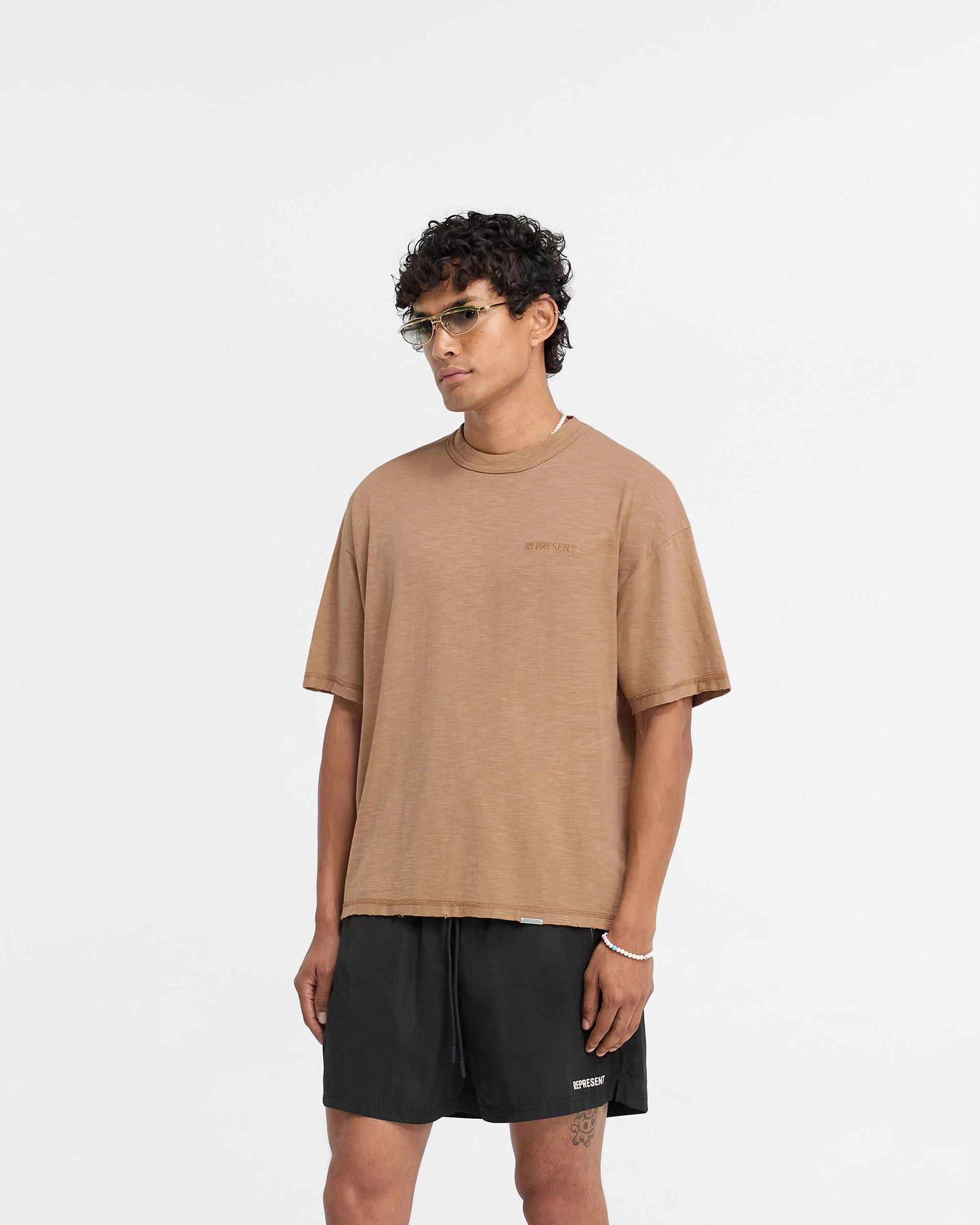 Anti Bacterial Treatment Slub T-Shirt - Walnut