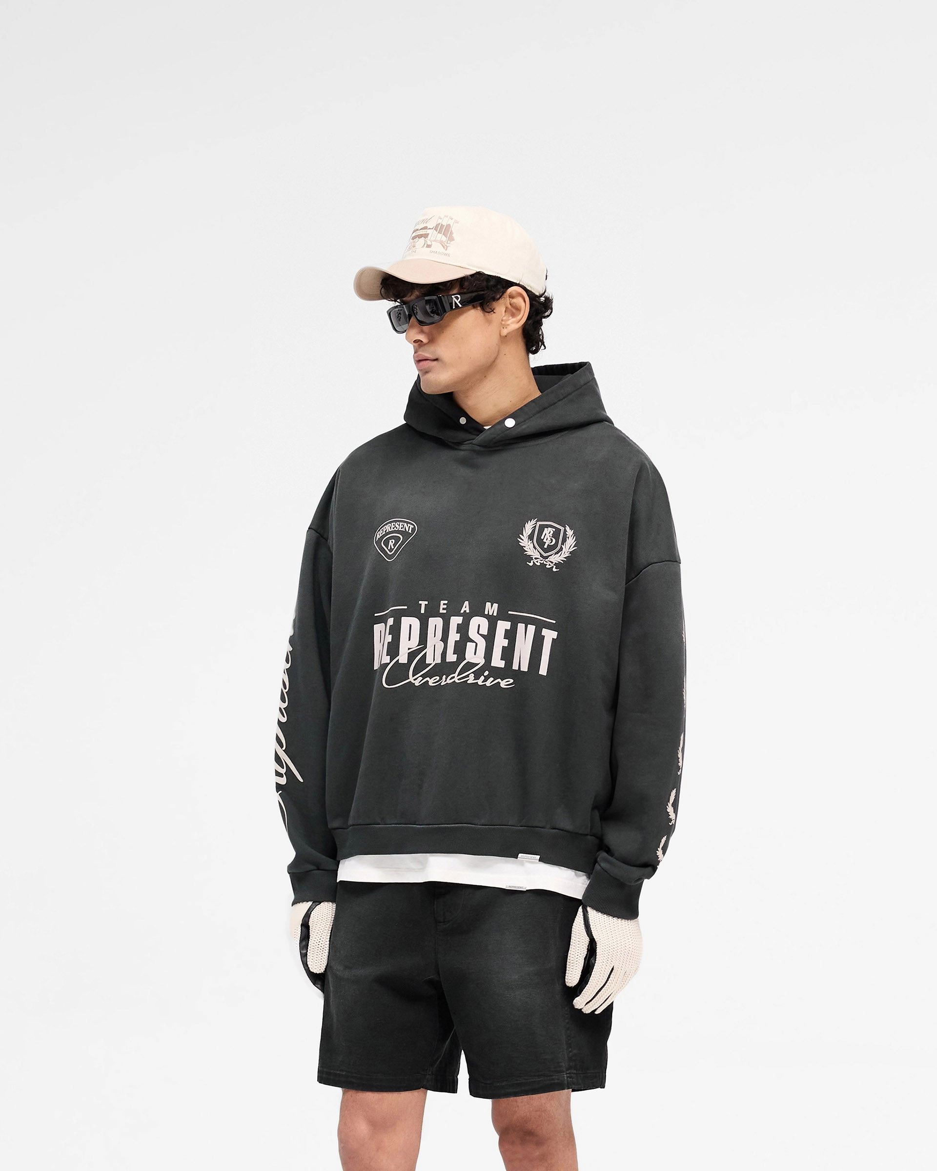 Faded Wash Effect World Championship Hoodie - Stained Black