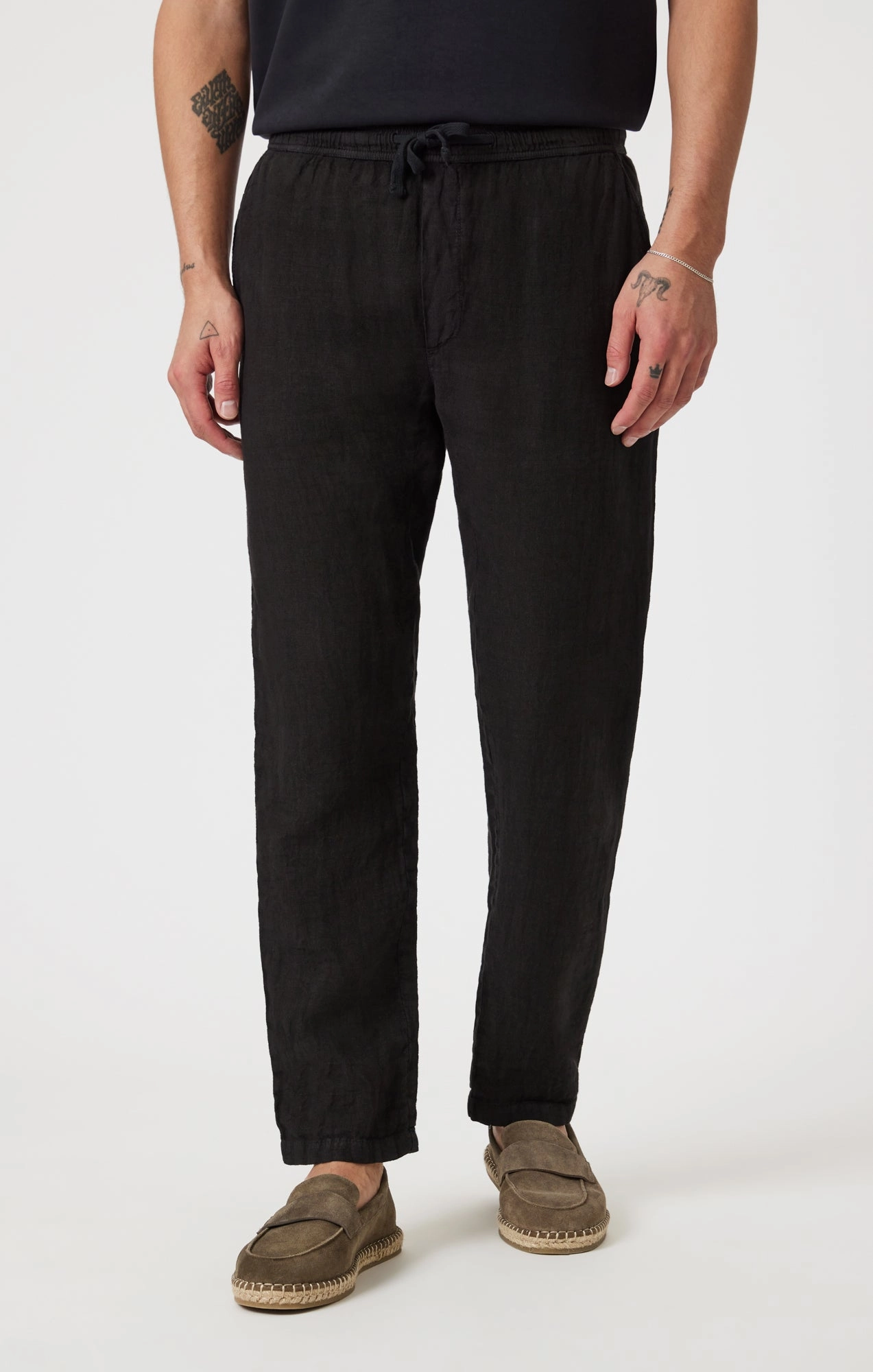 DRAWSTRING LINEN PANTS IN BLACK QuickReleaseClosures Essential Fit