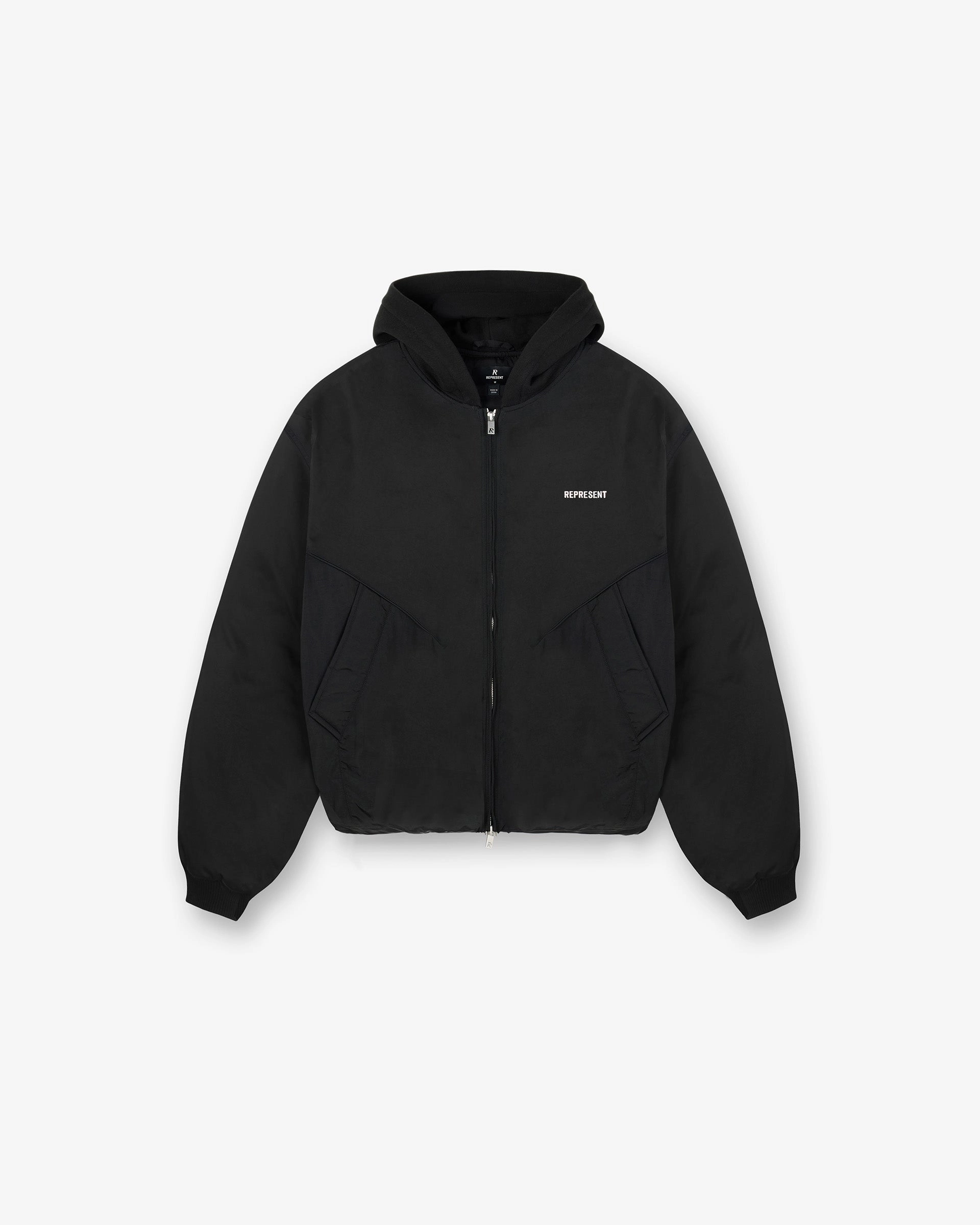 Nylon Hooded Bomber Jacket - Black quick dry