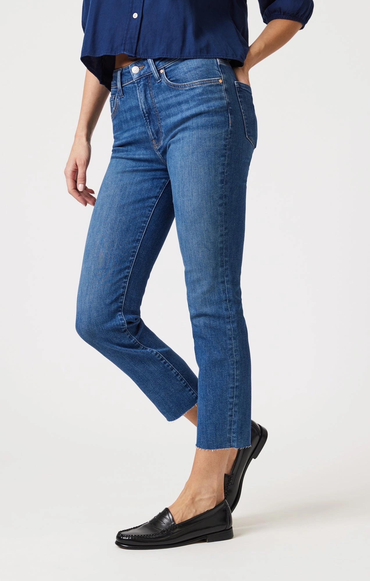 Durable Streetwear Fan Premium Loose Textured Travel Outfit VIOLA STRAIGHT LEG IN MID BRUSHED FLEX BLUE