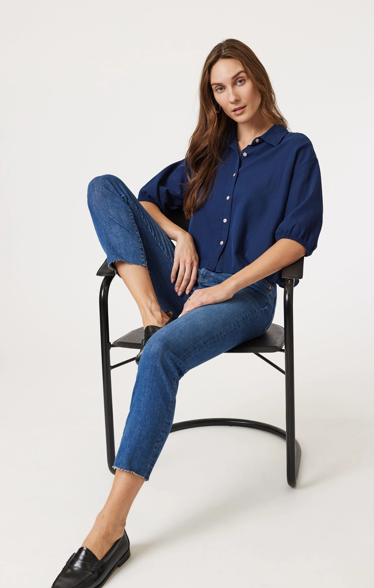 Work Meeting Trendy Modern Minimalist Flex Look VIOLA STRAIGHT LEG IN MID BRUSHED FLEX BLUE