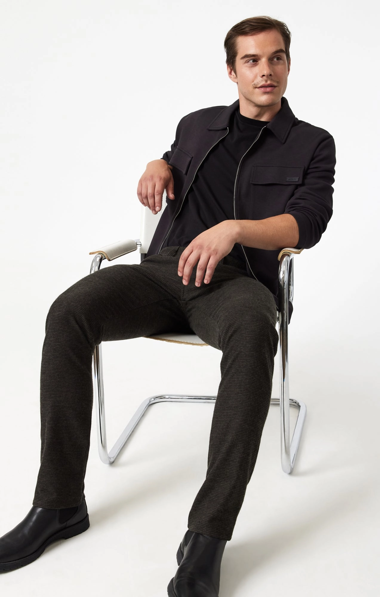 JAKE SLIM LEG IN BROWN HERRINGBONE Abrasion Resistant Surface Pocket Reinforcement