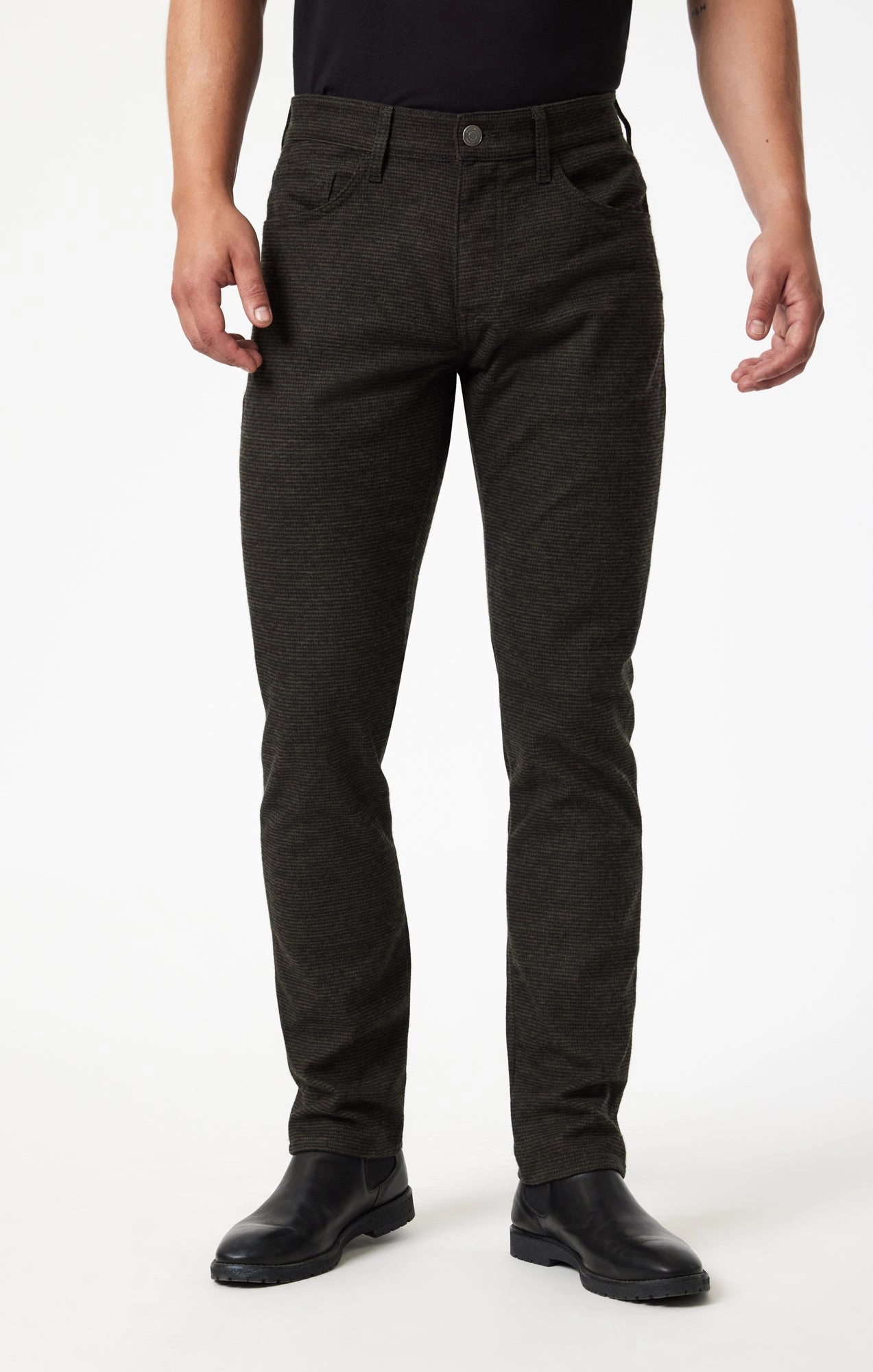 Anti Snag Threading Wrinkle Resistant Finish JAKE SLIM LEG IN BROWN HERRINGBONE