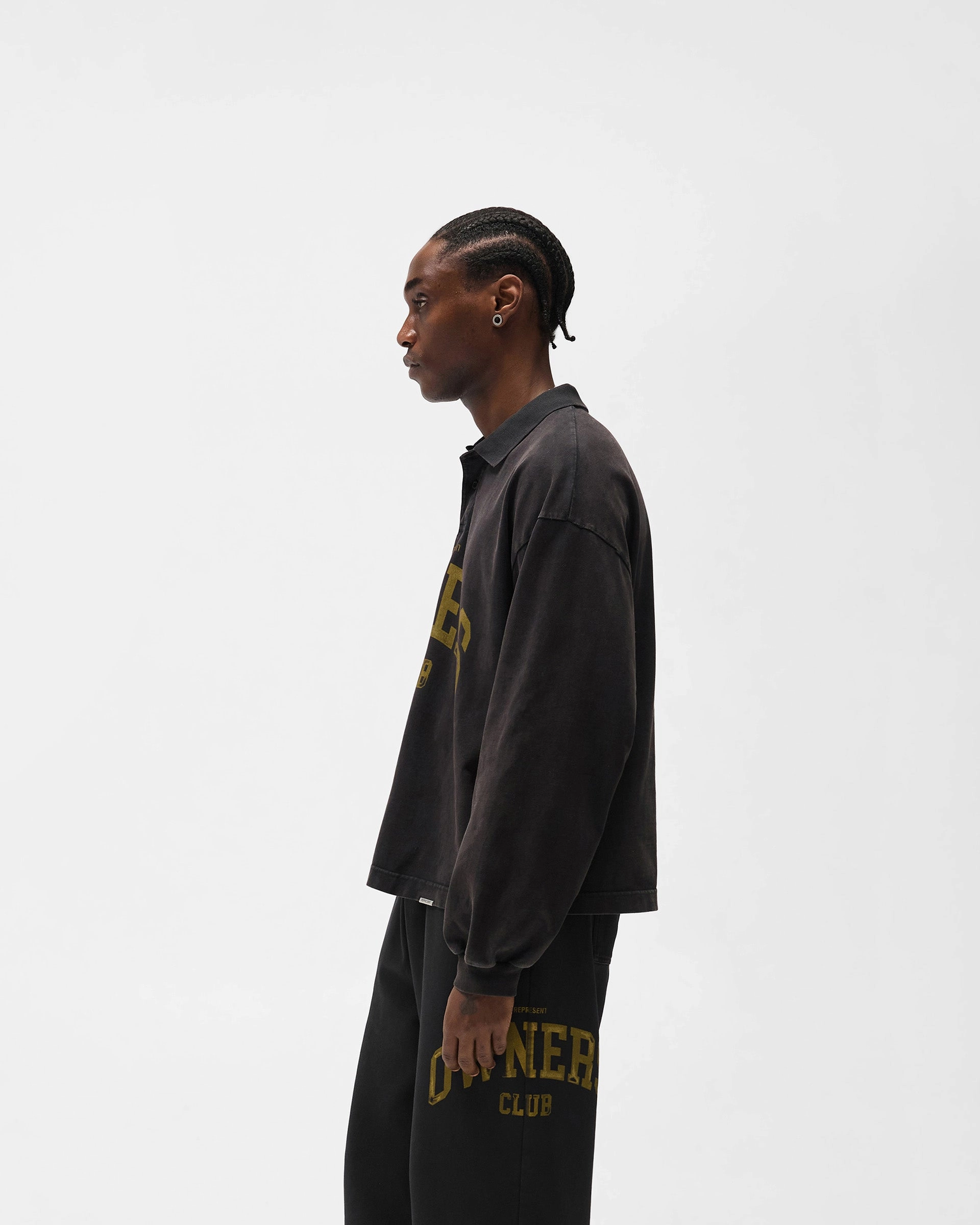 Urban Trendy Represent Owners Club Rugby Polo - Faded Black