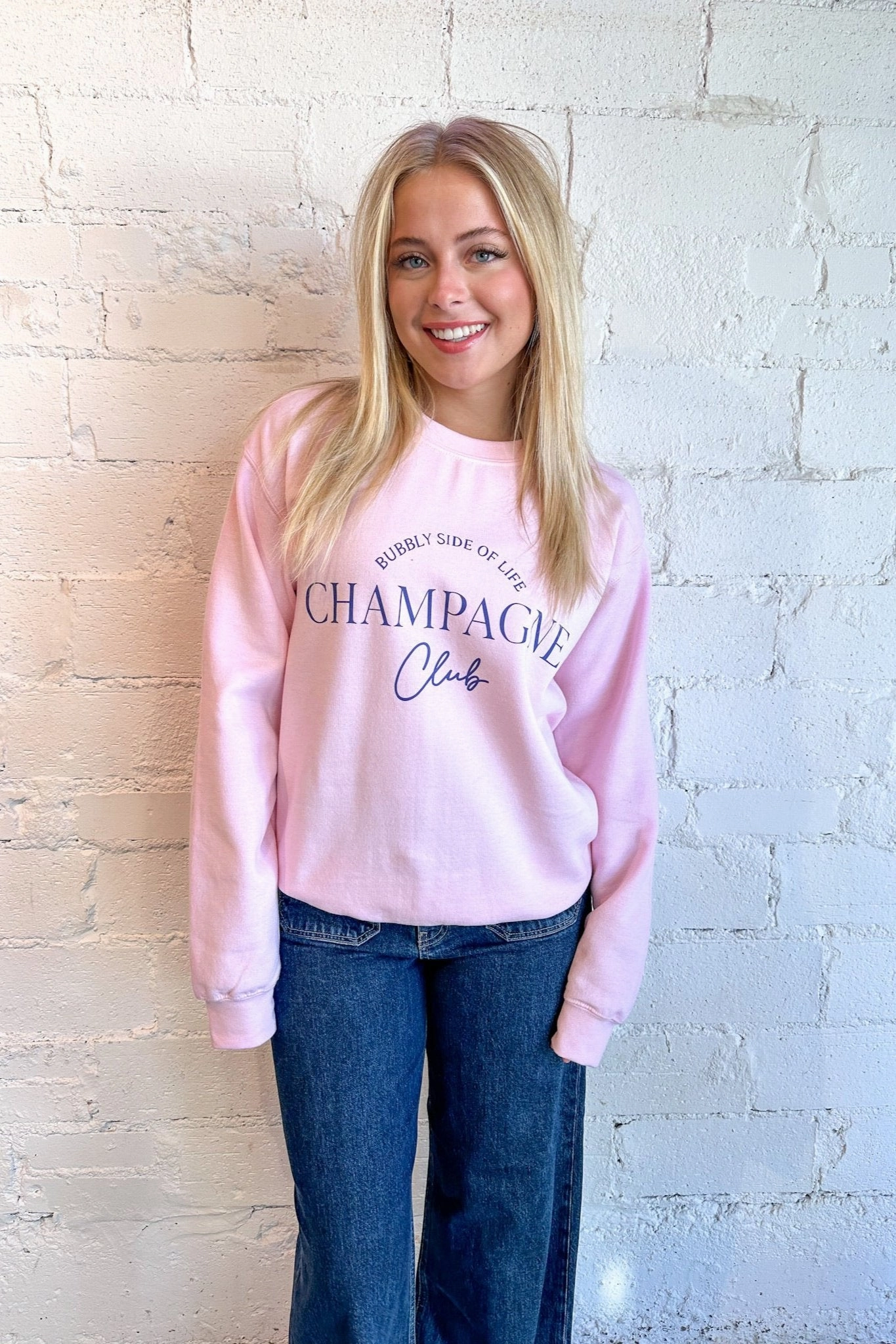 Crisp Look Layer Trend Bubbly Side of Life Sweatshirt