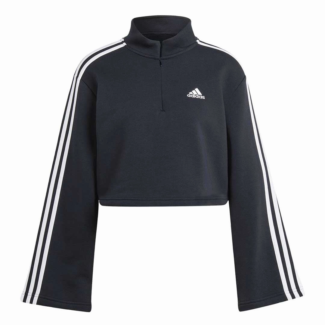 adidas - Women's Essentials 3-Stripes Fleece Quarter Zip Sweatshirt (HZ5750) Quick Dry Fabric Technology