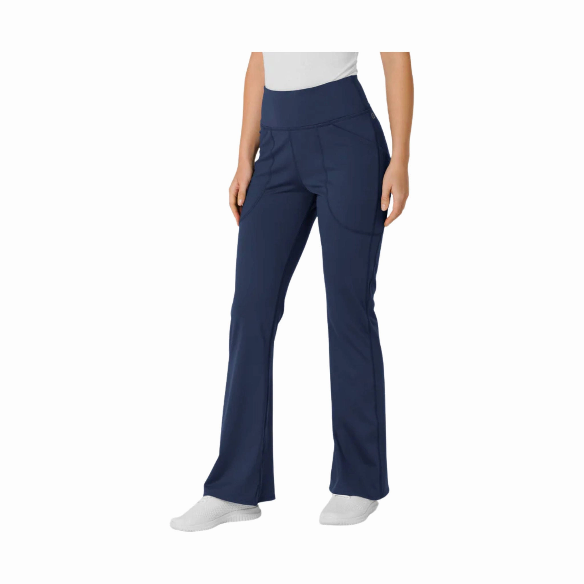 Wink Women's Knit Flare Yoga Scrub Pant - Navy Heat Friendly Core Flex