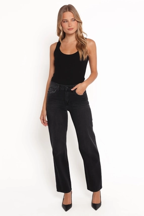 Routine Wear Nathan High Rise Relaxed Straight Jean - Washed Black