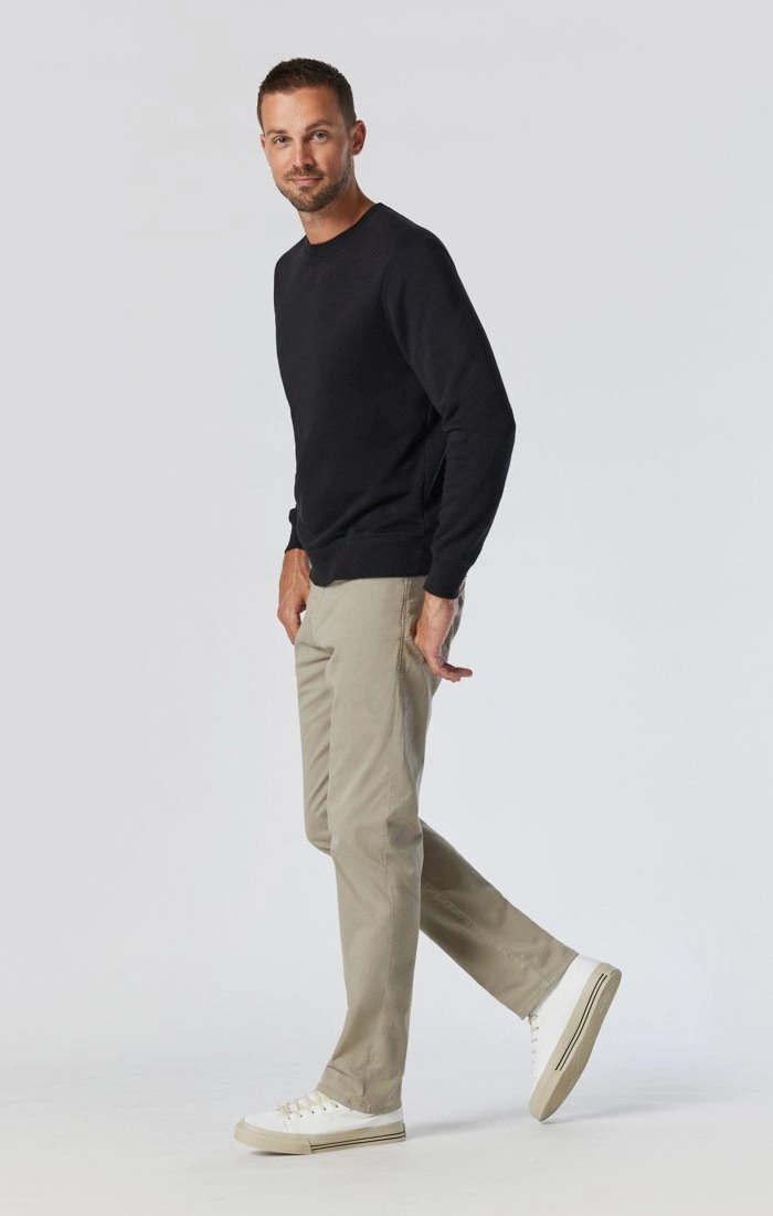Contrast Trim Barrel Waist ZACH STRAIGHT LEG IN BEIGE TWILL