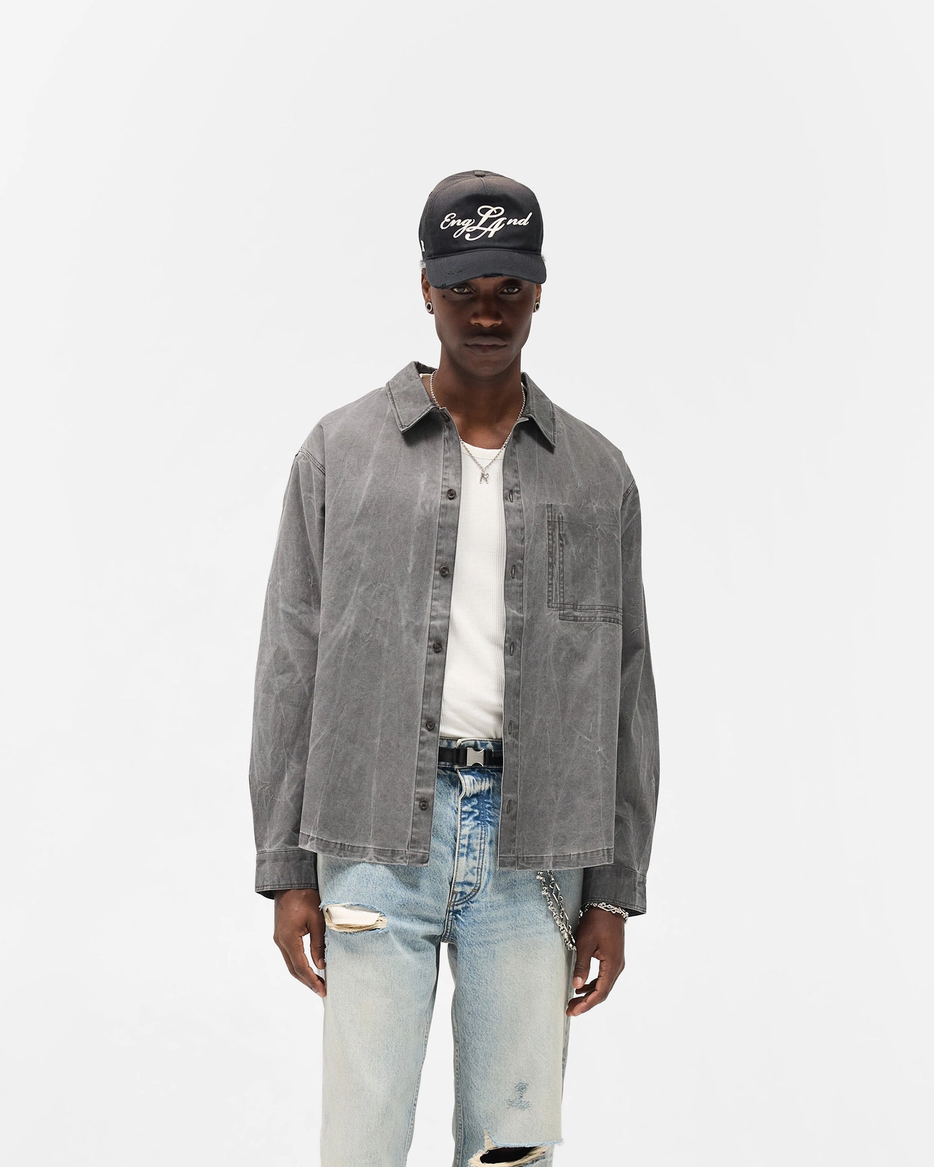 Washed Cotton Shirt - Jet Black Durable Button Closures