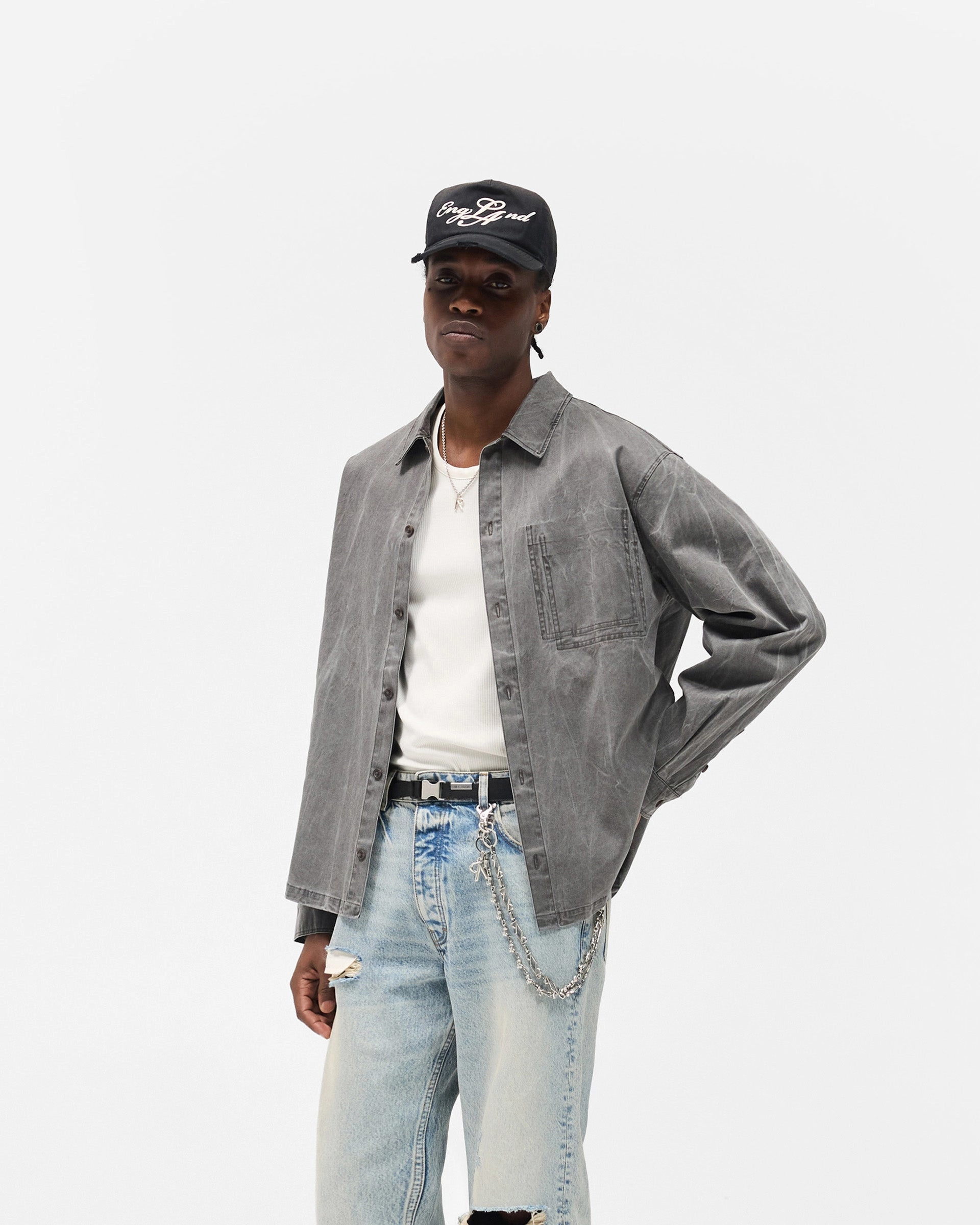 Smooth Seam Finish Washed Cotton Shirt - Jet Black