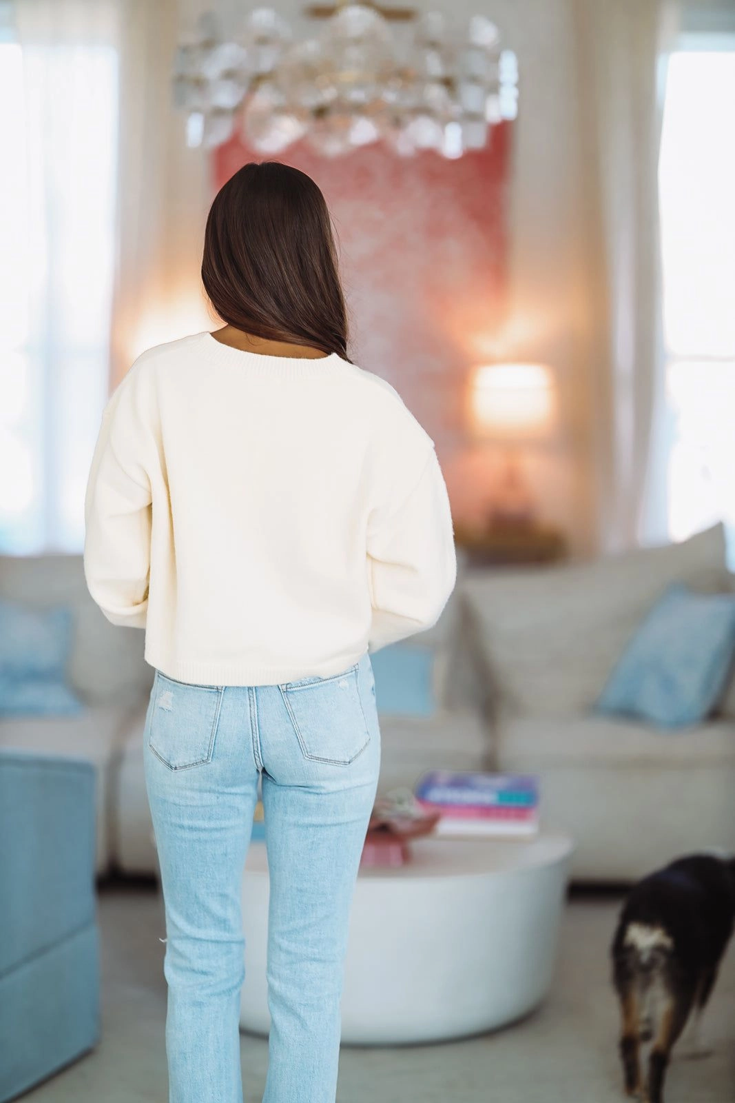 Durable Stitch Pattern It's the New West Crop Sweater - Cream