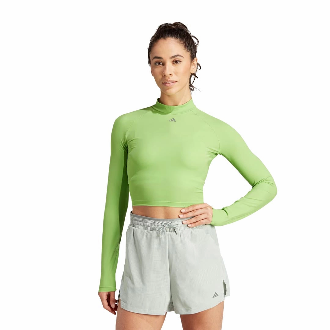 adidas - Women's HIIT Heat.Rdy Long Sleeve Crop T-Shirt (IM2656) Wind Stop Heat Sealed Zippers