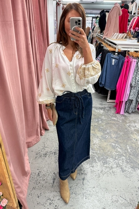 Work Flex Day Hike Sonya Denim Maxi Skirt