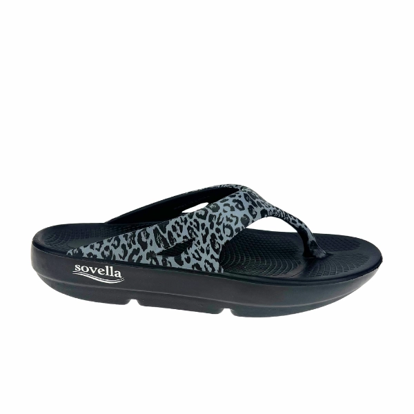 Suede Lining Sovella Women's PF Thong Black/Leopard
