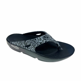 Sovella Women's PF Thong Black/Leopard Airflow channels Open Sides
