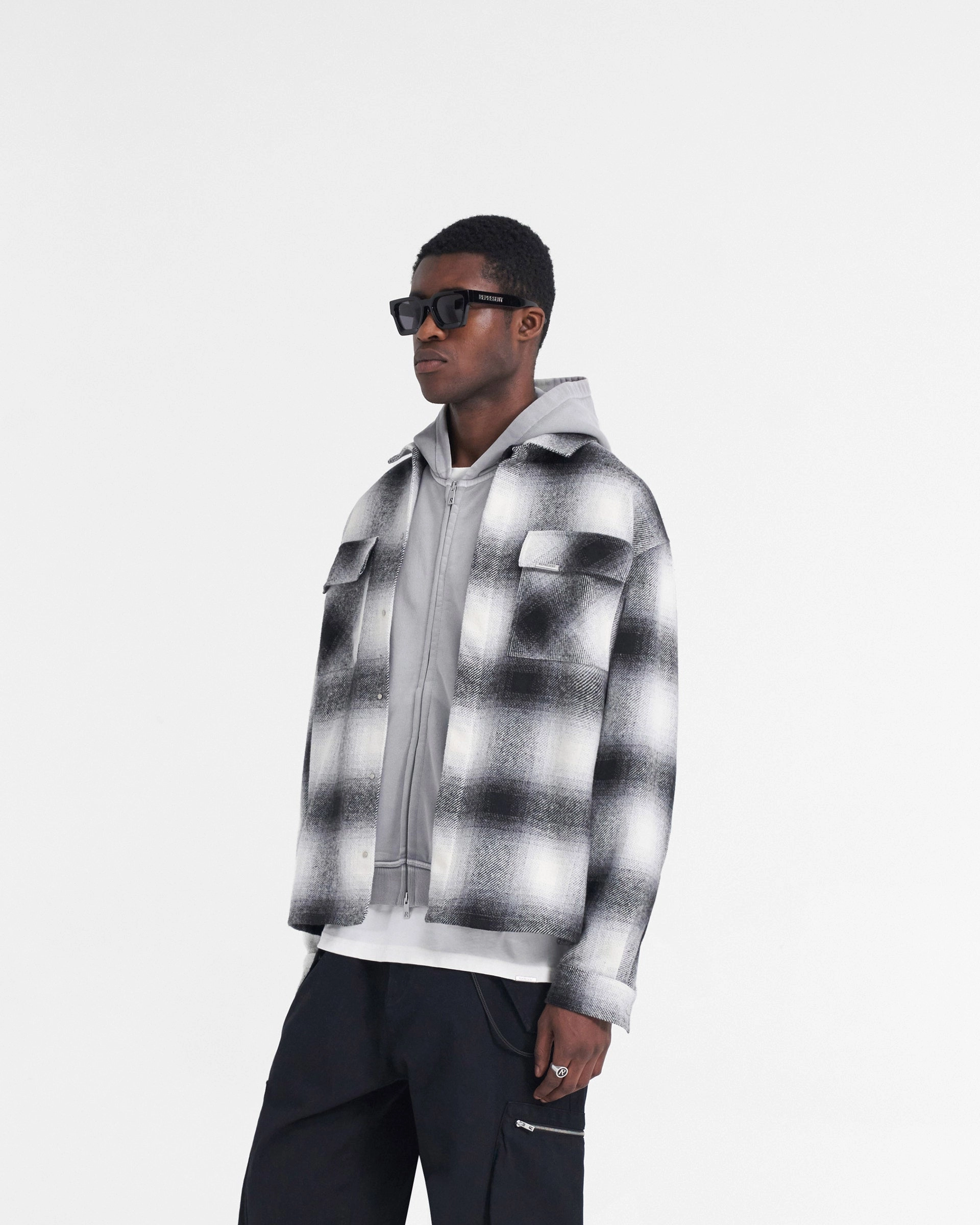 Spirits Of Summer Flannel Shirt - Black White Comfortable Layer Seamless Sides