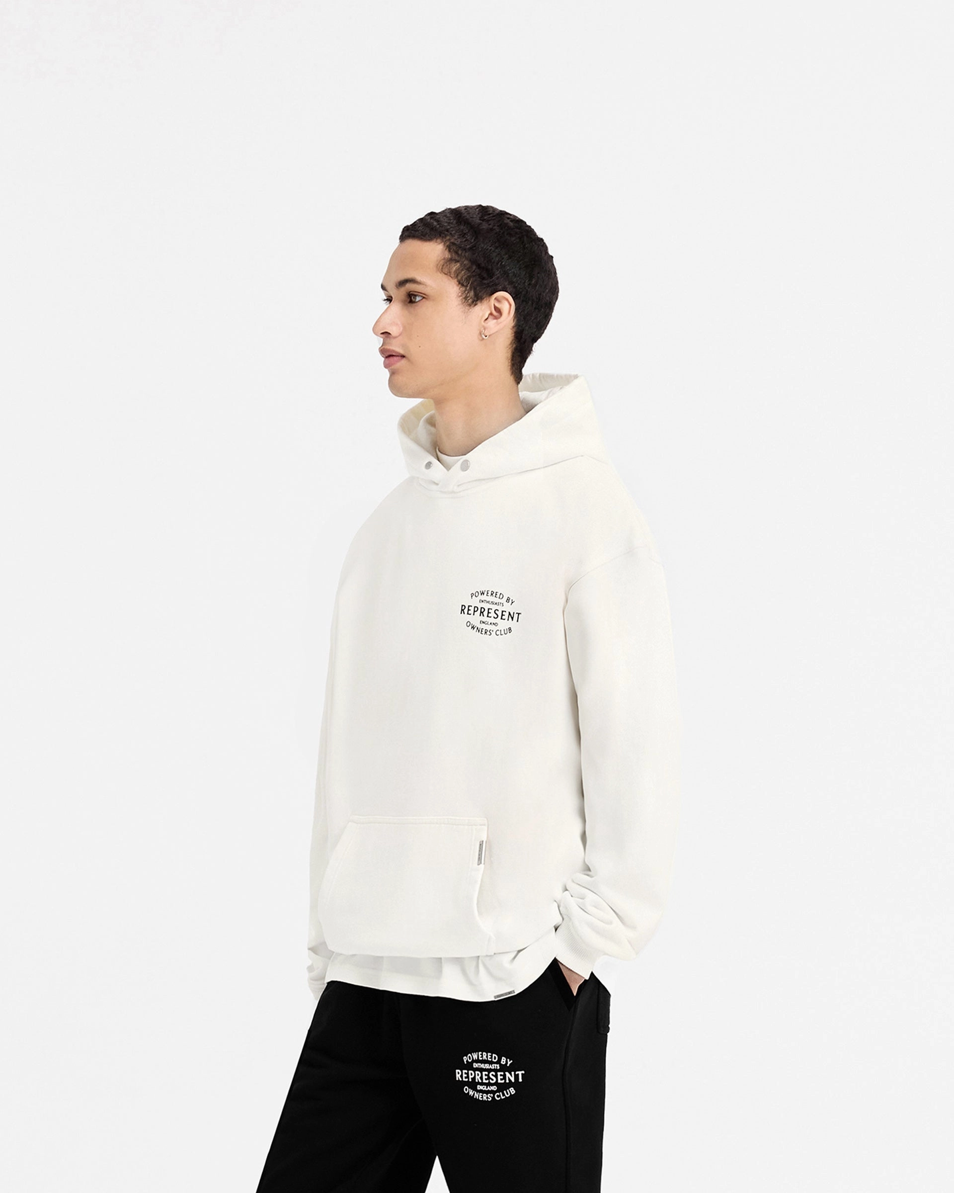 Sleek Profile Bandicoot like Represent Owners Club Stamp Hoodie - Flat White