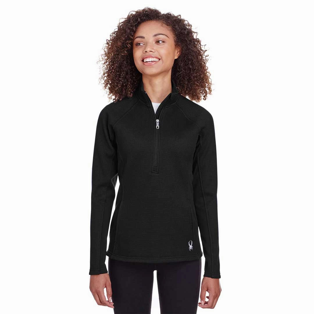 Spyder - Women's Constant 1/2 Zip Pullover Sweater (S16562 BK-BK) Adjustable Hood Feature