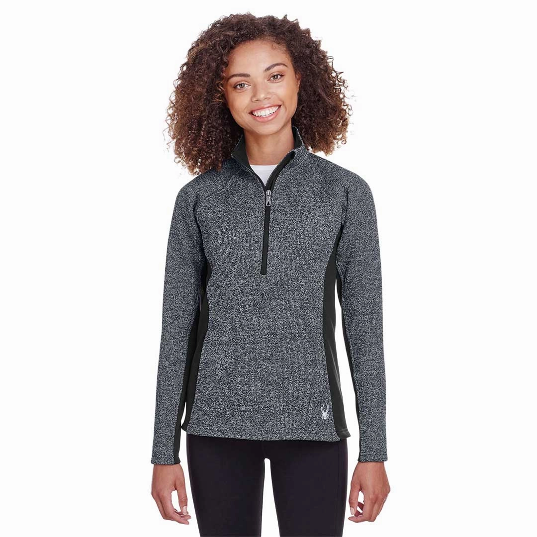 Flexible Fit AdjustableDrawcordHem Spyder - Women's Constant 1/2 Zip Pullover Sweater (S16562 BKH-BK)