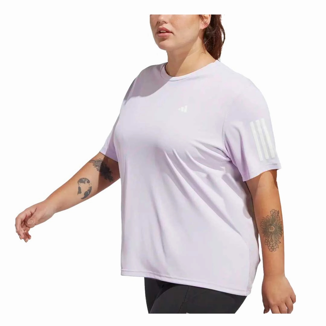 Adjustable Detachable Hood adidas - Women's Own The Run T-Shirt (Plus Size) (HR9939)
