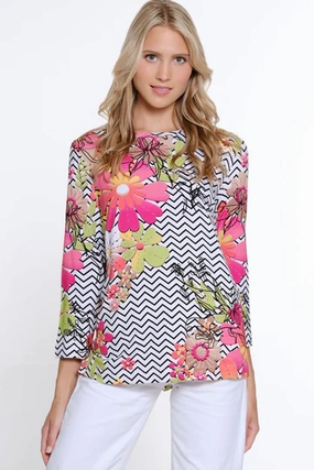 Embellished Print Knit Top by Multiples Flowing Design