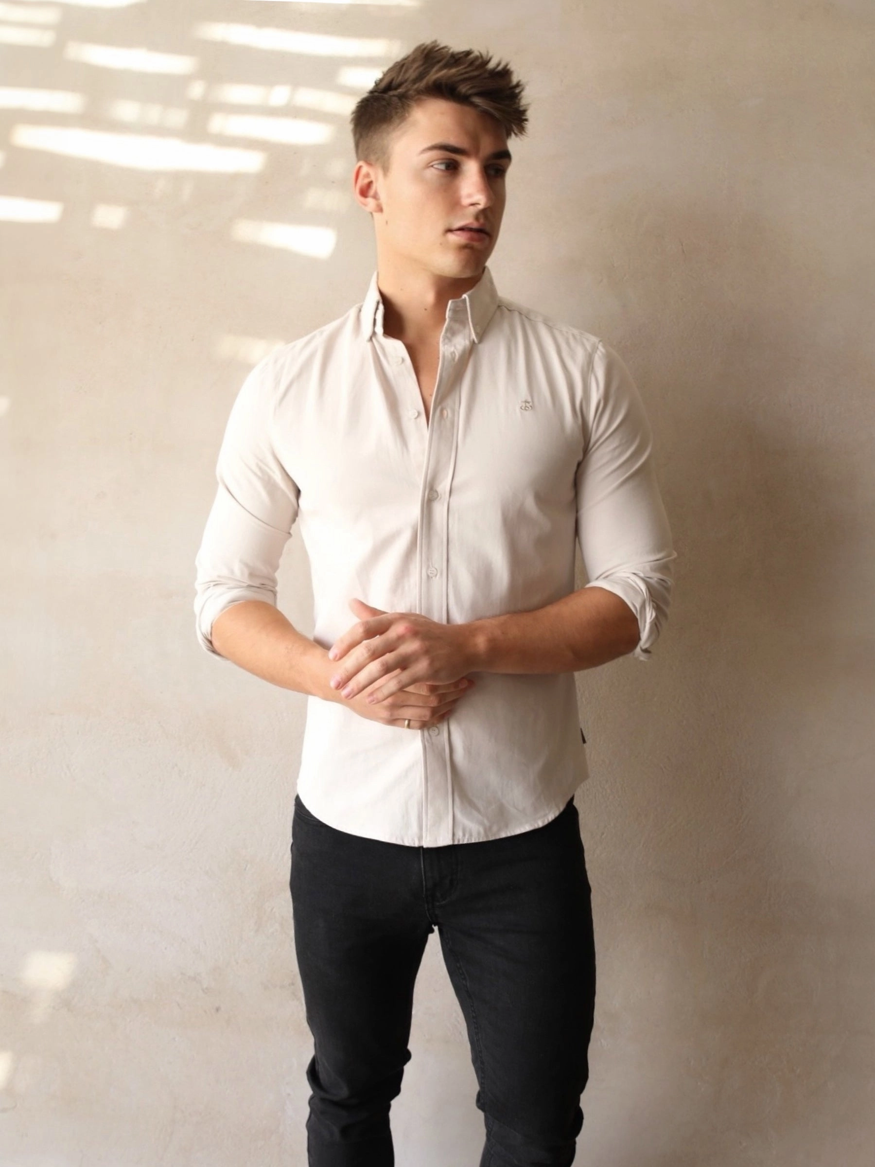 Subtle pattern Sedona Slim Fit Shirt - Bone
