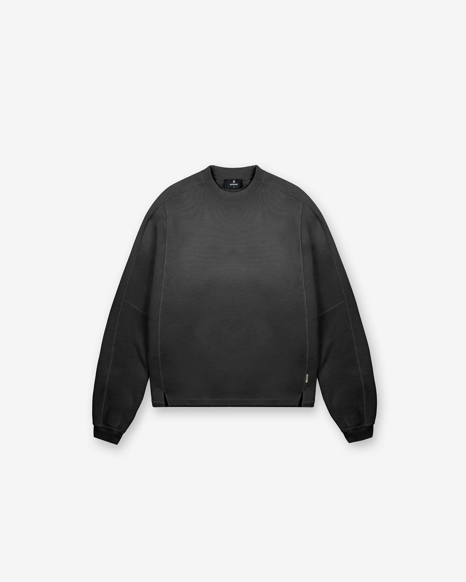 Wrinkle resistant fabric Stepped Hem Sweatshirt - Stained Black
