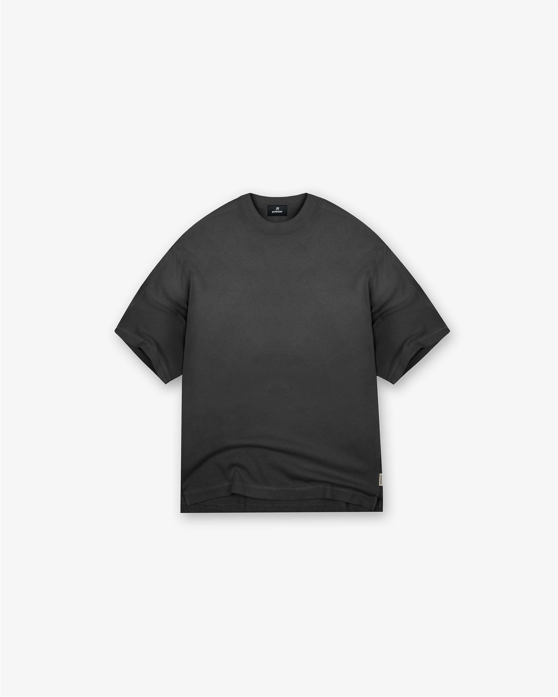Stepped Hem T-Shirt - Stained Black Stylish and Fun
