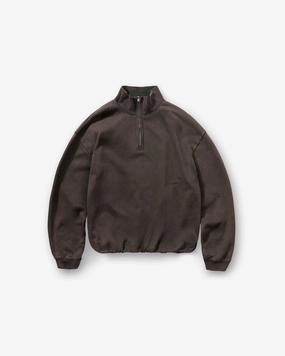 Classic Layer Initial Funnel Neck Quarter Zip Sweatshirt - Coffee