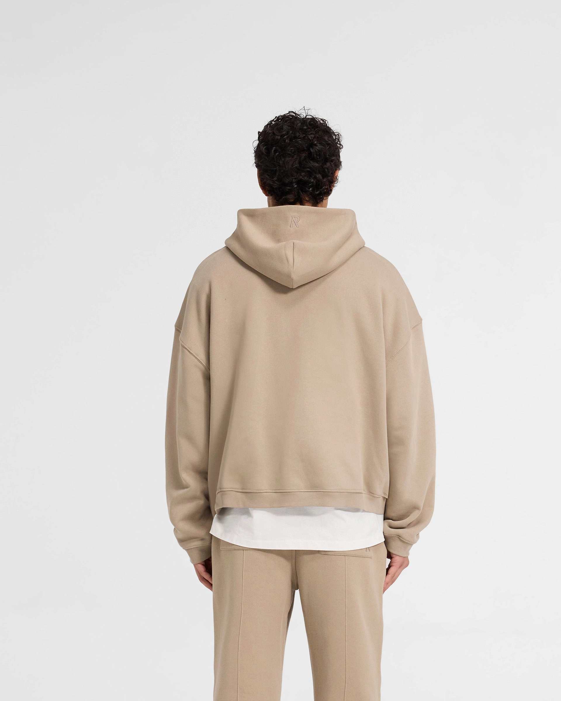 Global fashion All-Season Comfort Initial Boxy Zip Through Hoodie - Dune