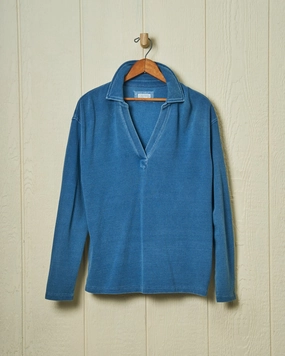 Indigo Inlet Pullover in Heavyweight Pique Weighted Hem Ultra Soft Texture