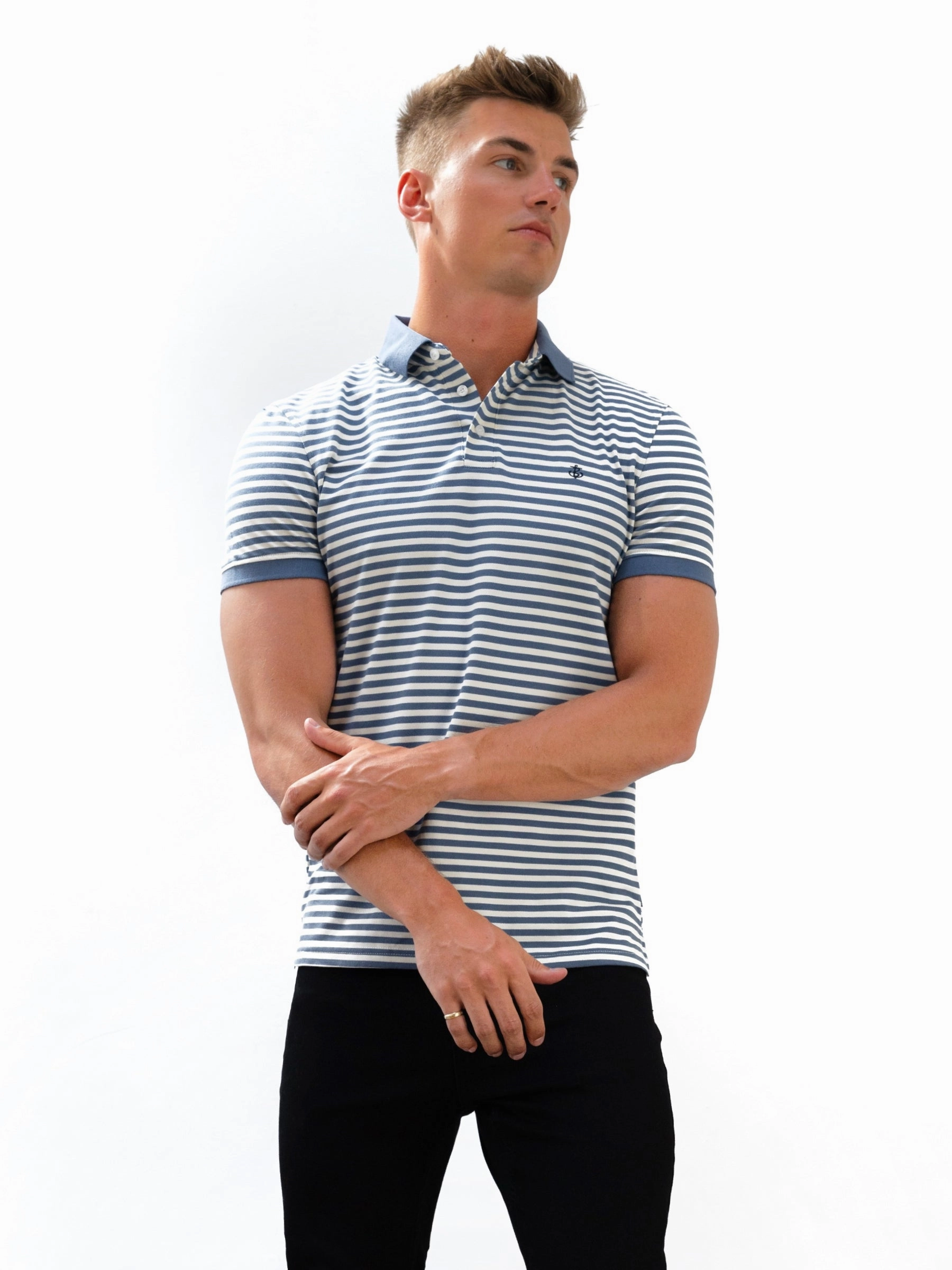 Youthful Style Stripe Polo Shirt - Blue